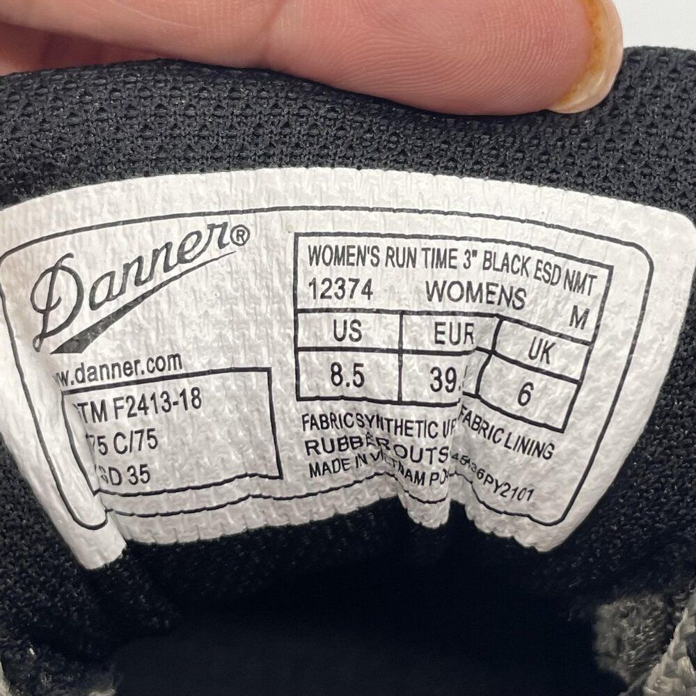 Danner Run Time Sneakers Womens Sz 8.5 Black Gray Non Metallic Toe Work‎ Comfort - Picture 9 of 11